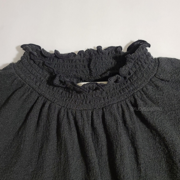 MADEWELL Texture & Thread - Mini Ruffle Mock Neck Top, Bell Sleeve, Cottagecore - Picture 4 of 9